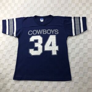 Vintage 80s Dallas Cowboys Herschel Walker Shirt Boys XL Blue Kids Youth NFL *